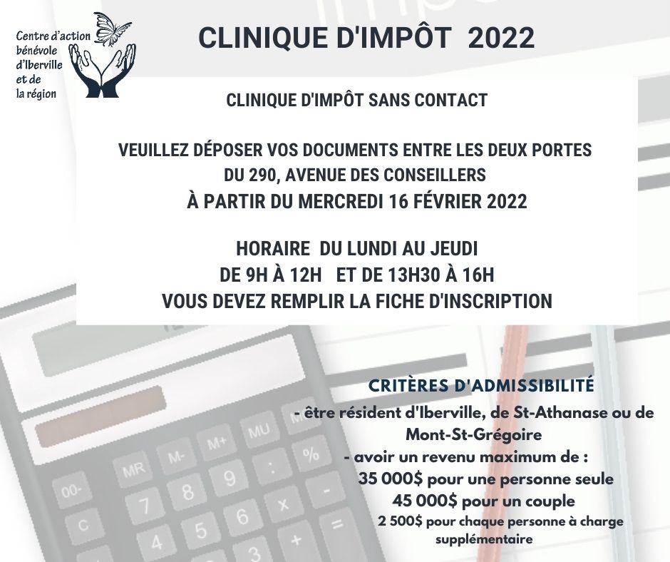Clinique d’impôt 2022 (sans contact)